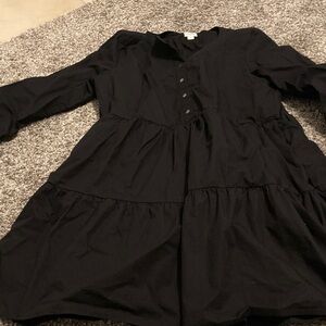J. Crew Black Tiered Long Sleeve Dress